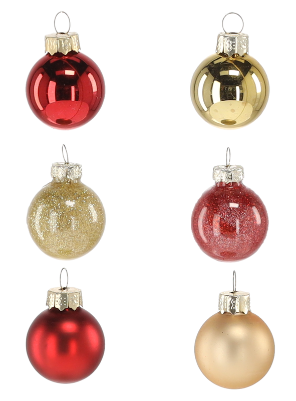 Ялинкові скляні кульки "Chomik" комплект 11 шт, Ø 3 см, червоні, золото