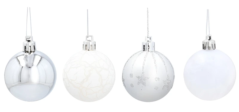 Ялинкові пластикові кульки Chomik комплект 12 шт, Ø 5см, сріблясті