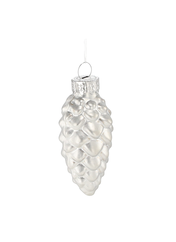 Ялинкові скляні прикраси Chomik Шишки комплект 16 шт, 3х6 см, срібні