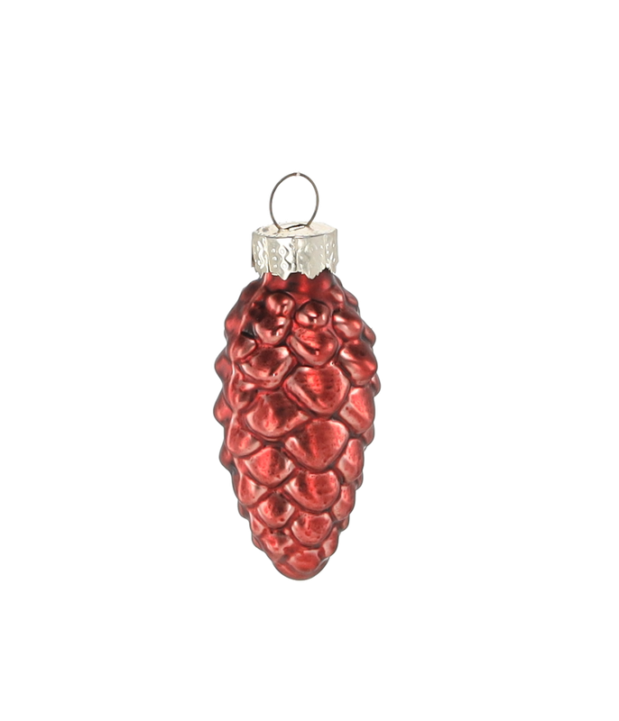 Ялинкові скляні прикраси Chomik Шишки комплект 16 шт, 3х6 см, червоні