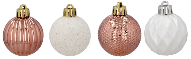 Ялинкові пластикові кульки Chomik компл. 16шт, Ø 4см, рожеві і біли