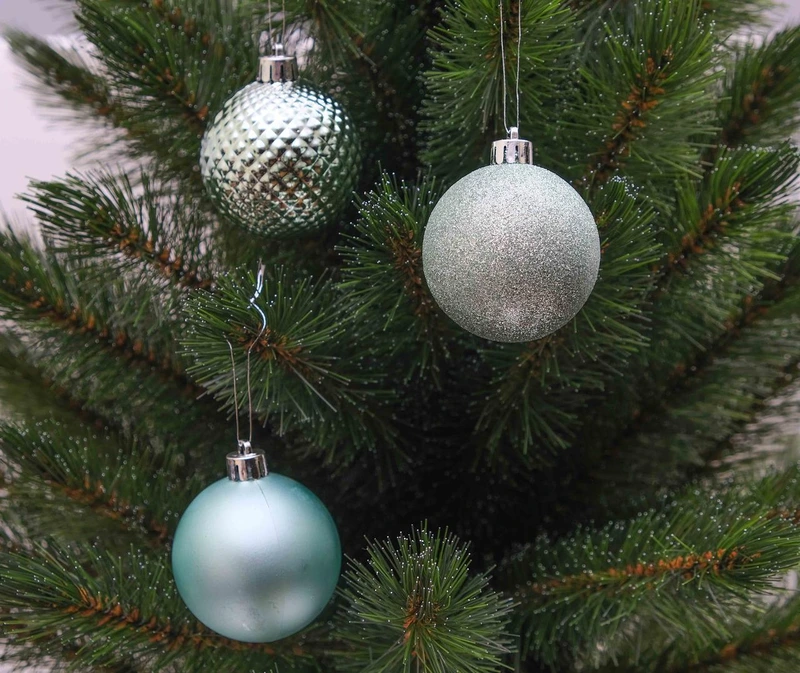 Ялинкові пластикові кульки Chomik комплект 16 шт, Ø 6 см, мікс бірюзові