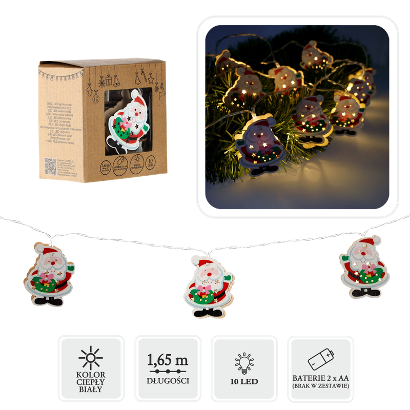 Гірлянда світлодіодна "Санта Клаус" Chomik, 1,65 м, 10 LED теплий білий