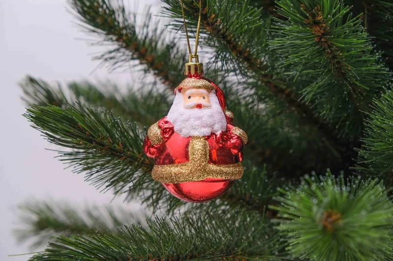 Ялинкова пластикова прикраса "Санта" Chomik, 2 шт комплект, 8 см, червоний