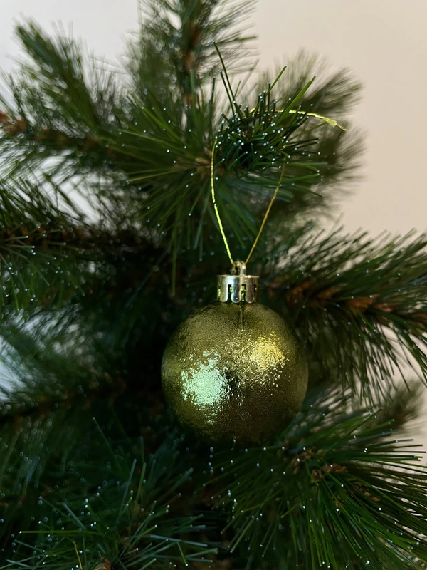 Ялинкові пластикові кульки "Chomik" комплект 24 шт, Ø 3 см, оливкові