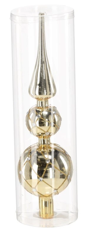 Верхівка на ялинку Chomik декорована 30 см, скло, золотиста