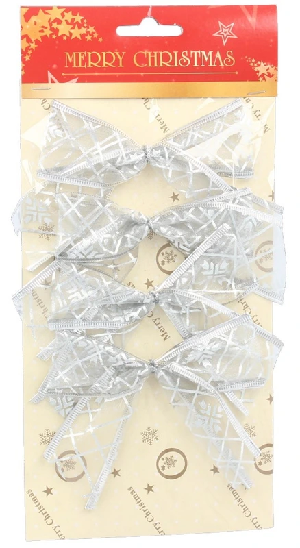 Бант декоративний органза Chomik, комплект 4 шт, 10 х 10 см, срібний