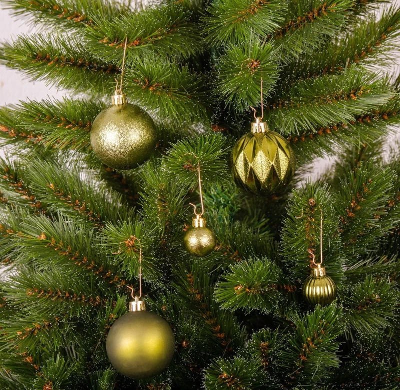 Ялинкові пластикові кульки Chomik компл. 44шт, Ø 3/6см, зелені