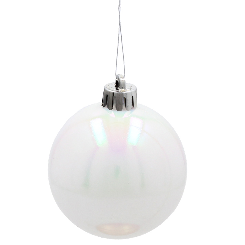 Ялинкові пластикові кульки Chomik компл. 6шт, Ø 6см, білий перламутр