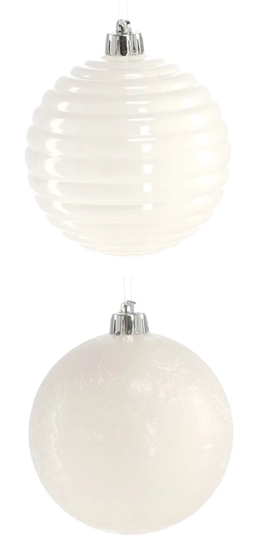 Ялинкові пластикові кульки Chomik компл. 6шт, Ø 8см, молочні