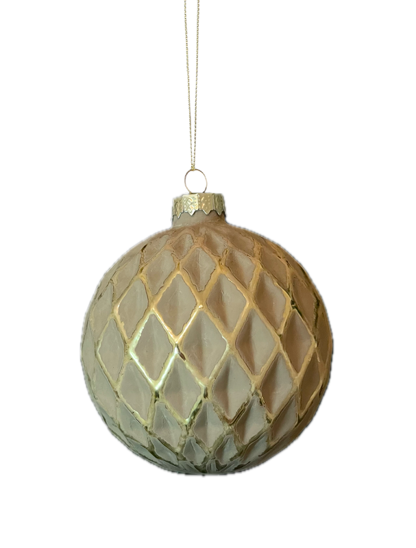 Ялинкова скляна кулька "Chomik" Ø 8 см, рельєф соти, бежево-золотиста