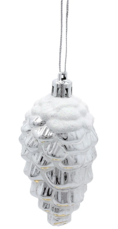 Прикраса-підвіска пластикова Chomik "Шишки" 9 см, комплект 2 шт, срібні