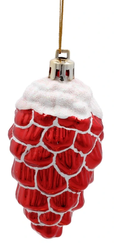 Прикраса-підвіска пластикова Chomik "Шишки" 9 см, комплект 2 шт, червоні