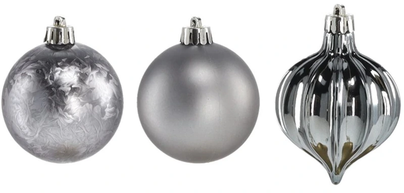 Ялинкові пластикові кульки Chomik компл. 9шт, Ø 6см, сірі