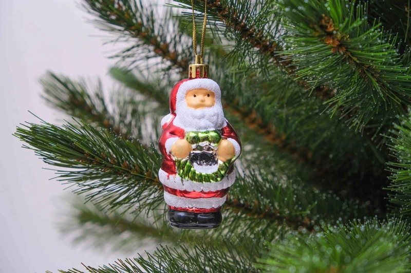 Ялинкова пластикова прикраса "Санта" Chomik, 2 шт комплект, червоний з вінком