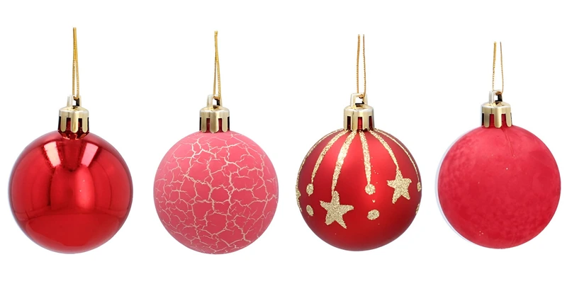 Ялинкові пластикові кульки Chomik комплект 12 шт, Ø 5см, червоні