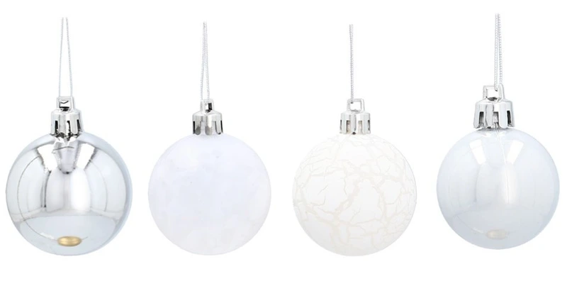 Ялинкові пластикові кульки Chomik комплект 20 шт, Ø 4см, сріблясті