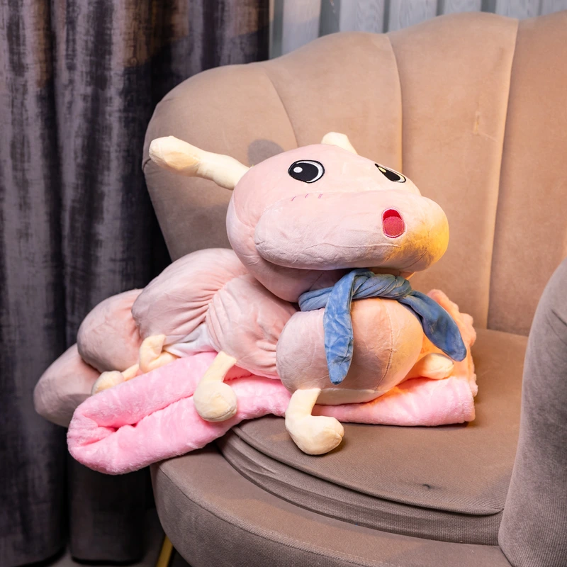 М'яка іграшка-подушка з пледом Гусениця 110×170 (см) плюшевий дитячий плед 3в1 Рожевий