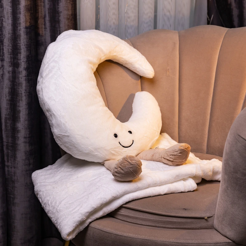 М'яка іграшка-подушка з пледом Місяць 170*110 см 3в1 Білий 520-21M