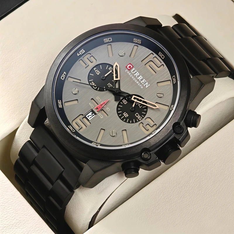 Чоловічий годинник Curren Monreal Black Metal, 2 ремінці