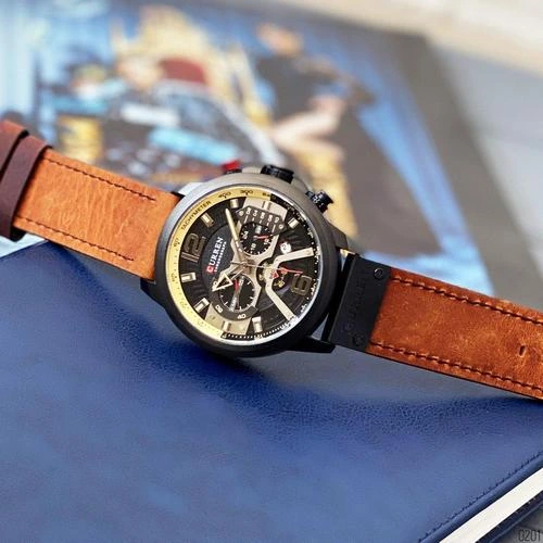 Чоловічий годинник Curren 8329 Black-Brown з хронографом та шкіряним ремінцем — фото 3