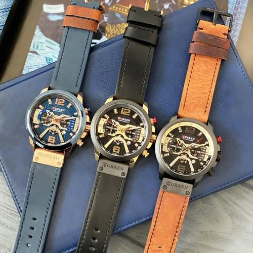 Чоловічий годинник Curren 8329 Black-Brown з хронографом та шкіряним ремінцем — фото 4