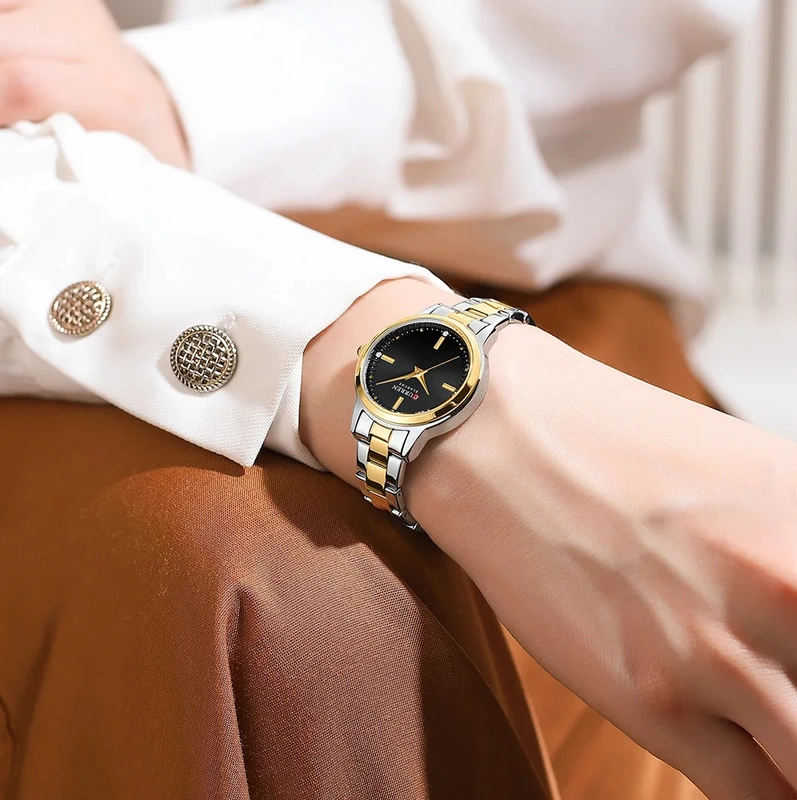 Жіночий годинник Curren 9094 Silver-Gold-Black з мінеральним склом та сталевим браслетом — фото 3