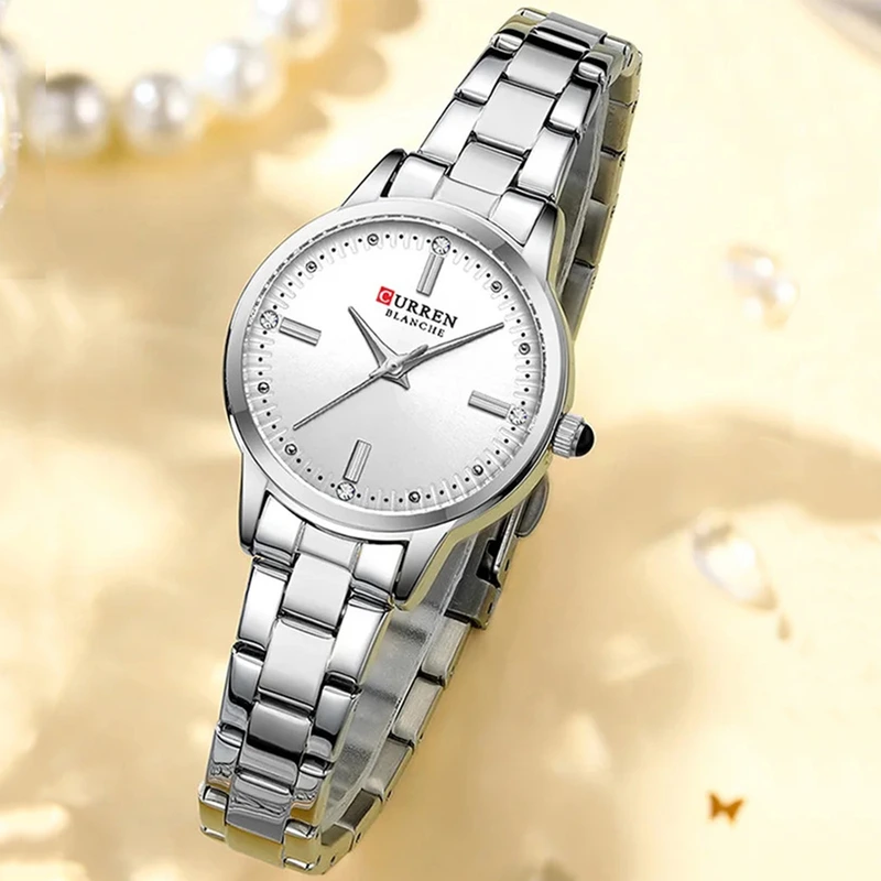 Жіночий наручний годинник Curren 9094 Silver-White у класичному стилі з нержавіючої сталі
