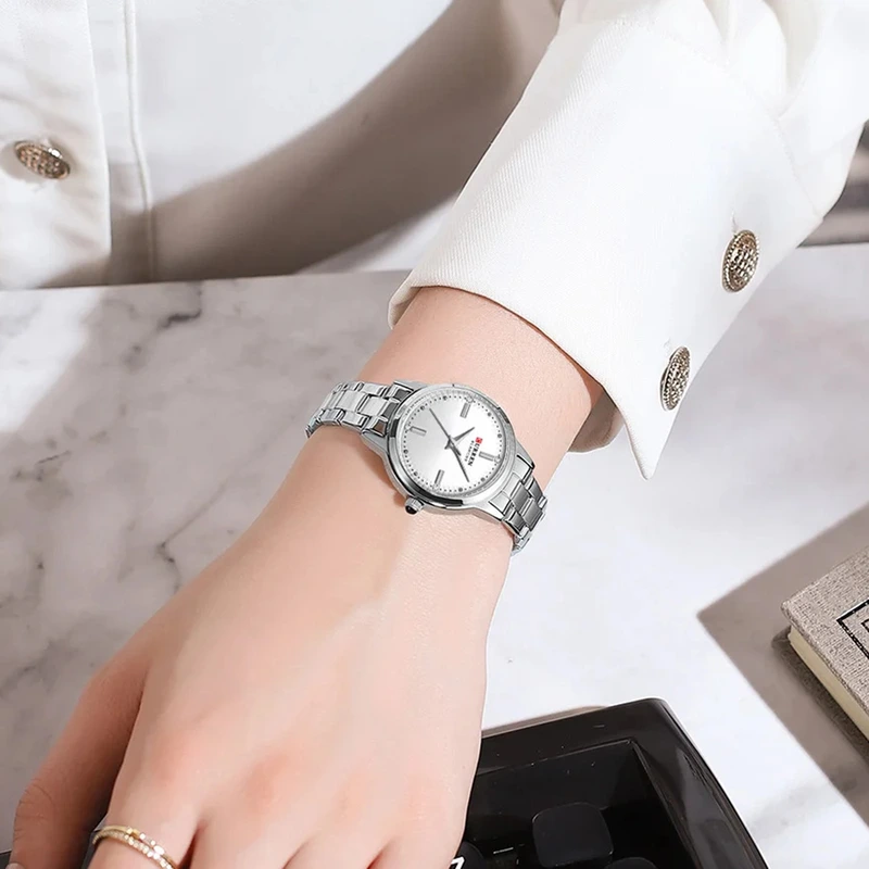 Жіночий наручний годинник Curren 9094 Silver-White у класичному стилі з нержавіючої сталі — фото 3