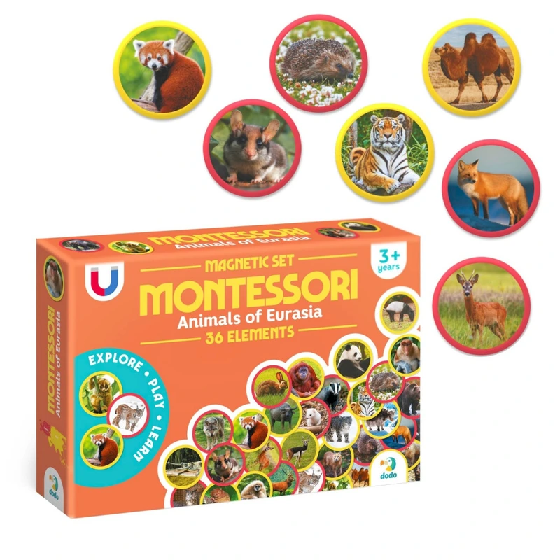 Дитячий магнітний набір Монтесорі "Тварини на континентах: Євразія" 200285, 36 елементів