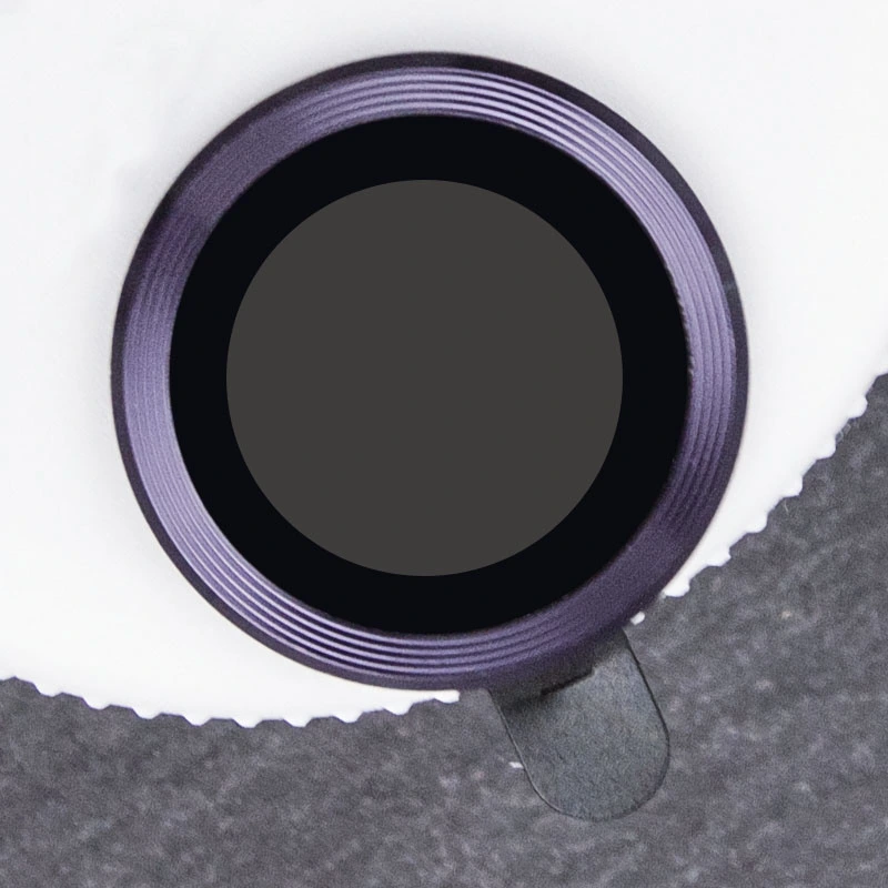 Захисне скло Metal Classic на камеру (у упак.) для Apple iPhone 14 Pro (6.1") / 14 Pro Max (6.7") Бузковий / Rainbow