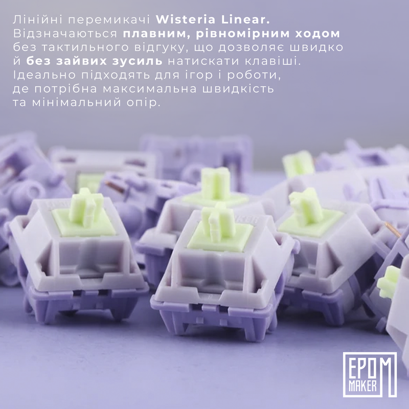Клавіатура механічна бездротова EPOMAKER Shadow-X Wisteria Linear White (SHX-W-WL)