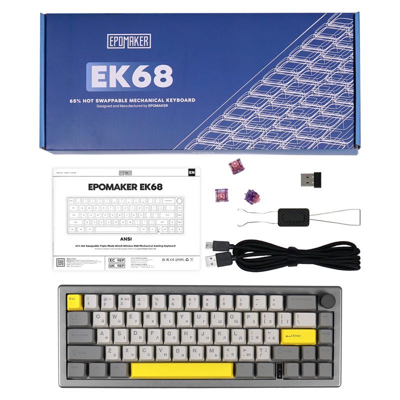 Клавіатура механічна бездротова EPOMAKER EK68 Flamingo Black (EK68-B-F) — фото 18