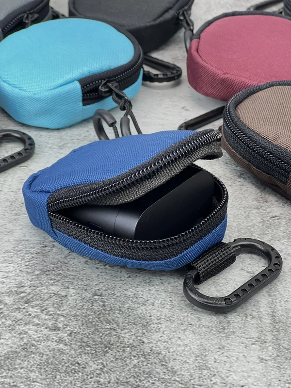Органайзер - чохол для навушників (ключниця) на карабіні, Синій