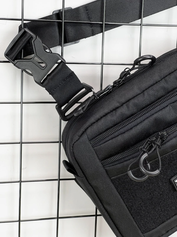 Сумка трансформер 3в1 (сумка через плече, нагрудна - слінг, бананка) для чоловіків та жінок, Чорний, 14 х 18 х 5,5 см