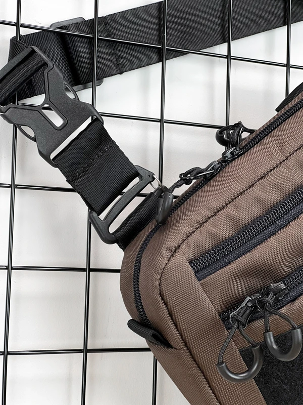 Сумка трансформер 3в1 (сумка через плече, нагрудна - слінг, бананка) для чоловіків та жінок, Коричневий, 14 х 18 х 5,5 см