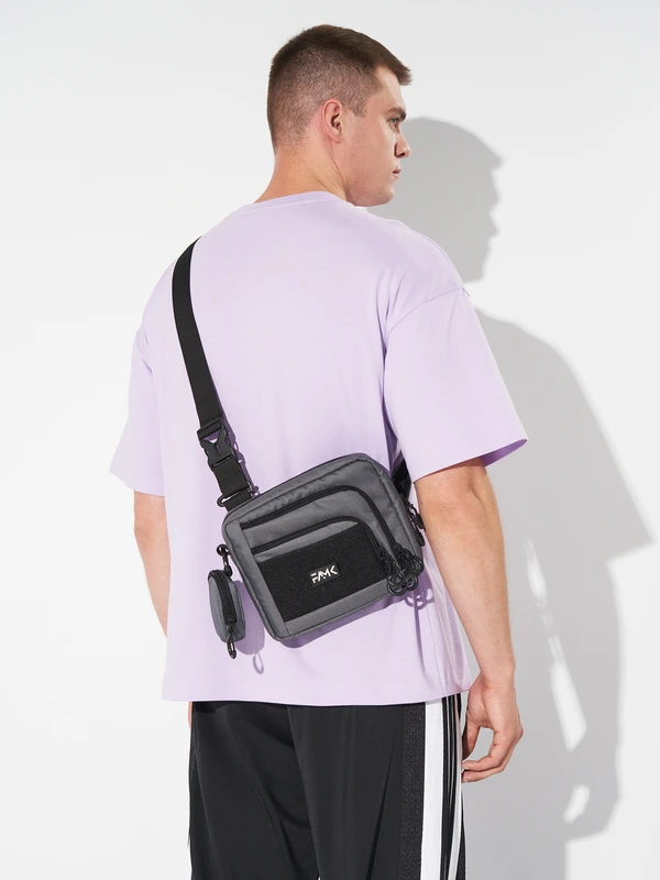 Сумка трансформер 3в1 (сумка через плече, нагрудна - слінг, бананка) для чоловіків та жінок, Темно-сірий, 14 х 18 х 5,5 см