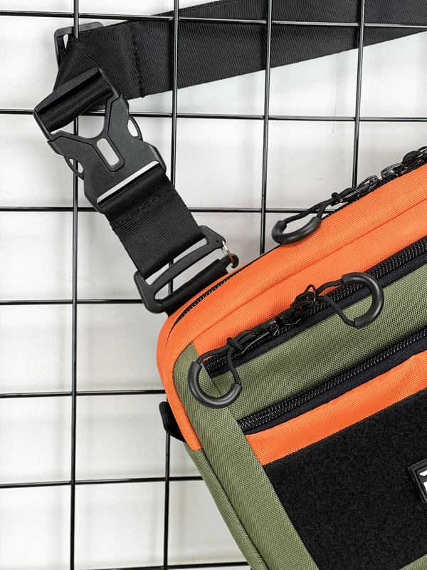 Сумка трансформер 3в1 (сумка через плече, нагрудна - слінг, бананка) для чоловіків та жінок, Помаранчевий, 14 х 18 х 5,5 см