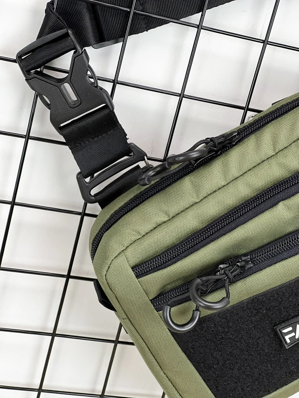 Сумка трансформер 3в1 (сумка через плече, нагрудна - слінг, бананка) для чоловіків та жінок, Хакі, 18 х 22 х 5,5 см