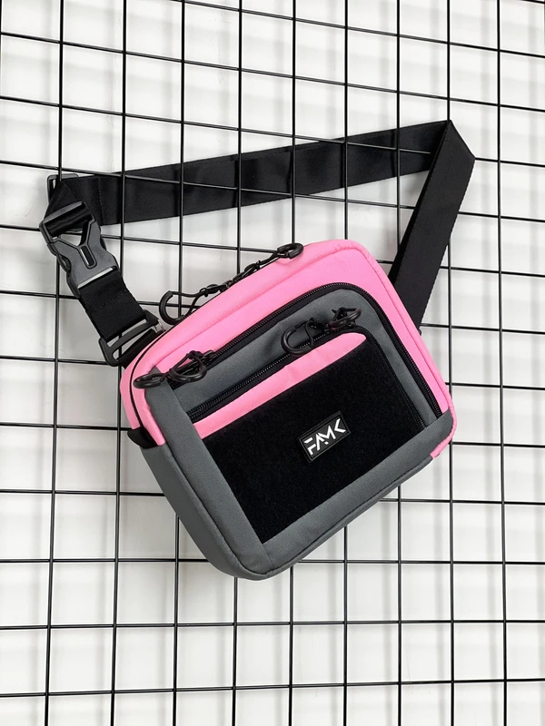 Сумка трансформер 3в1 (сумка через плече, нагрудна - слінг, бананка) для чоловіків та жінок, Рожевий, 18 х 22 х 5,5 см