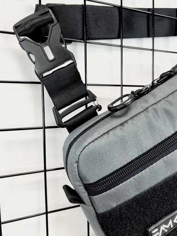 Сумка трансформер 3в1 2.0 (сумка через плече, нагрудна - слінг, бананка) для чоловіків та жінок, Темно-сірий