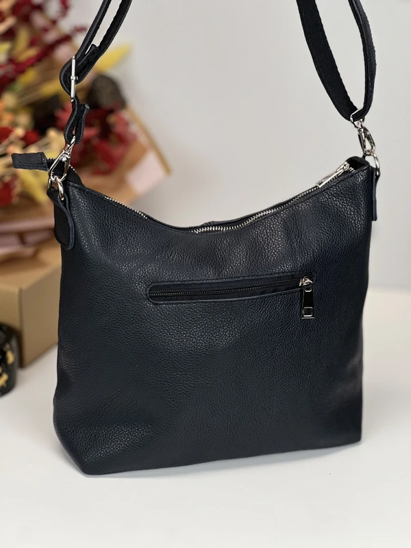 Жіноча сумка крос-боді (через плече) з натуральної шкіри, Темно-синій