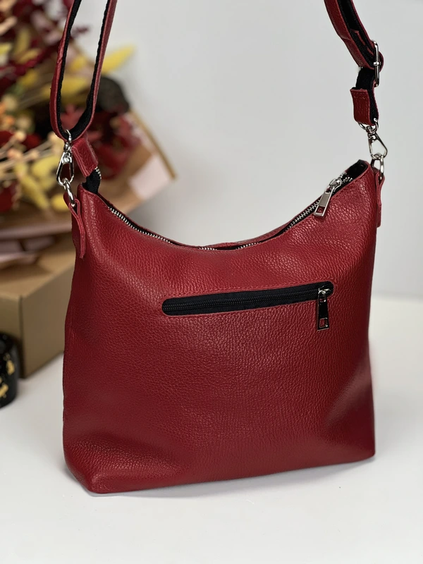 Жіноча сумка крос-боді (через плече) з натуральної шкіри, Червоний