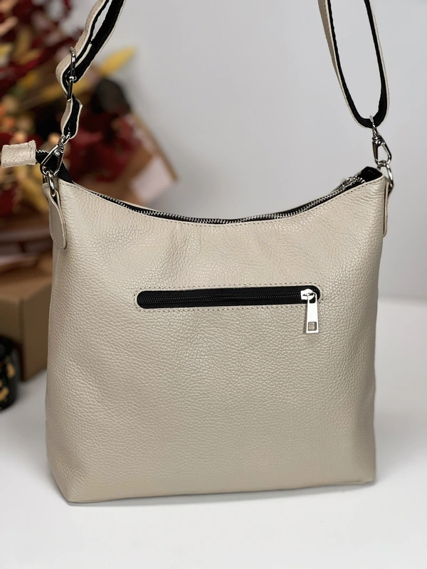 Жіноча сумка крос-боді (через плече) з натуральної шкіри, Бежевий