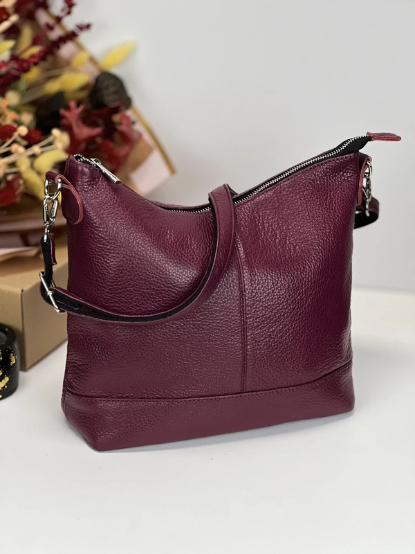 Жіноча сумка крос-боді (через плече) з натуральної шкіри, Марсала