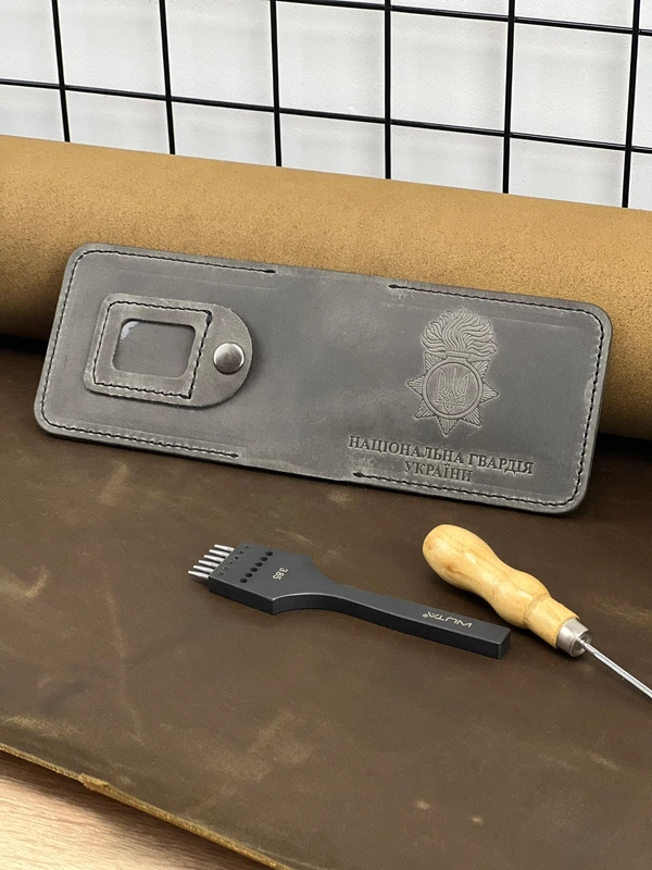 Обкладинка на посвідчення Національної Гвардії України із натуральної шкіри "Crazy Hors", Сірий
