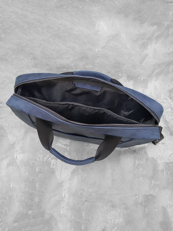 Сумка для ноутбука з натуральної шкіри crazy horse, Синій