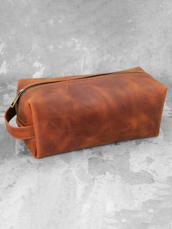 Несесер (косметичка) із натуральної шкіри crazy horse, Коричневий, L