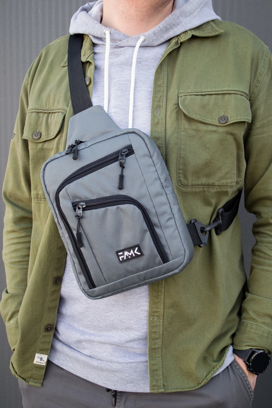 Чоловіча сумка нагрудна (слінг) Famk , Темно-сірий