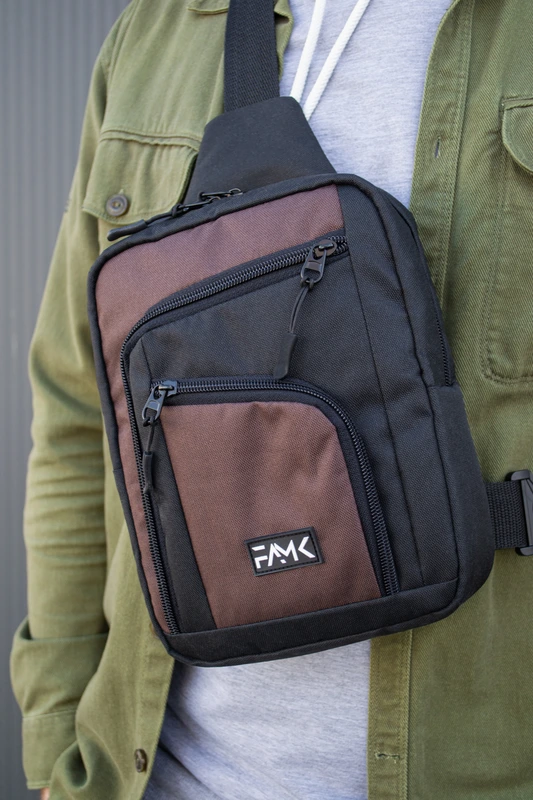 Чоловіча сумка нагрудна (слінг) Famk , Коричневий